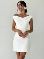 Women's Autumn Winter New Cross Collar Spliced Sleeveless Double Layer Dress